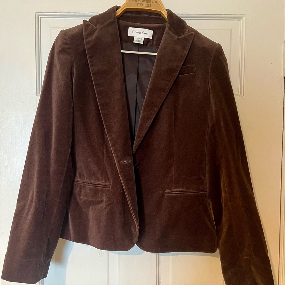 Calvin Klein Brown Silk Velvet Blazer